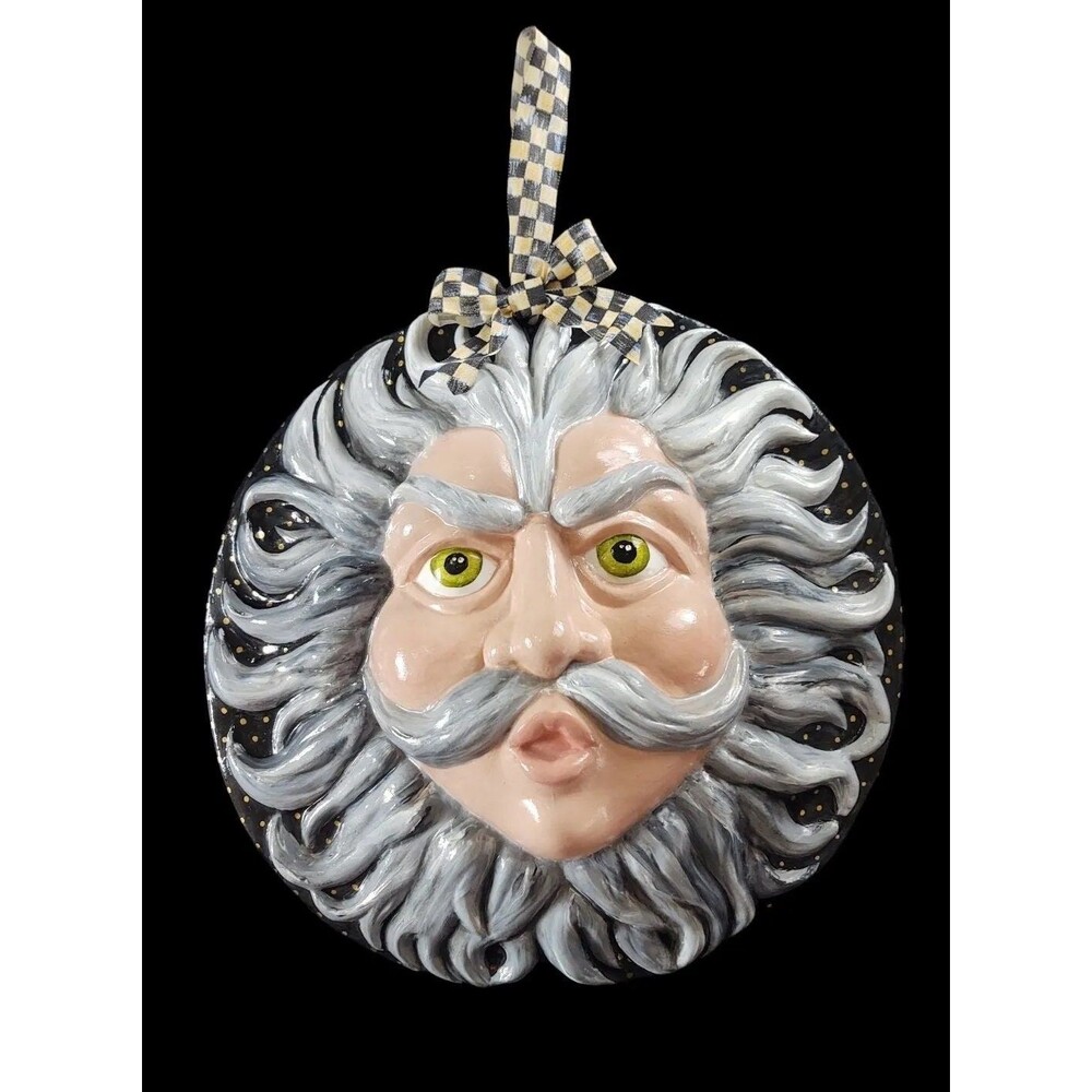 13" Hand-painted Wind Boreas Whimsical Terracotta Wall Hanging